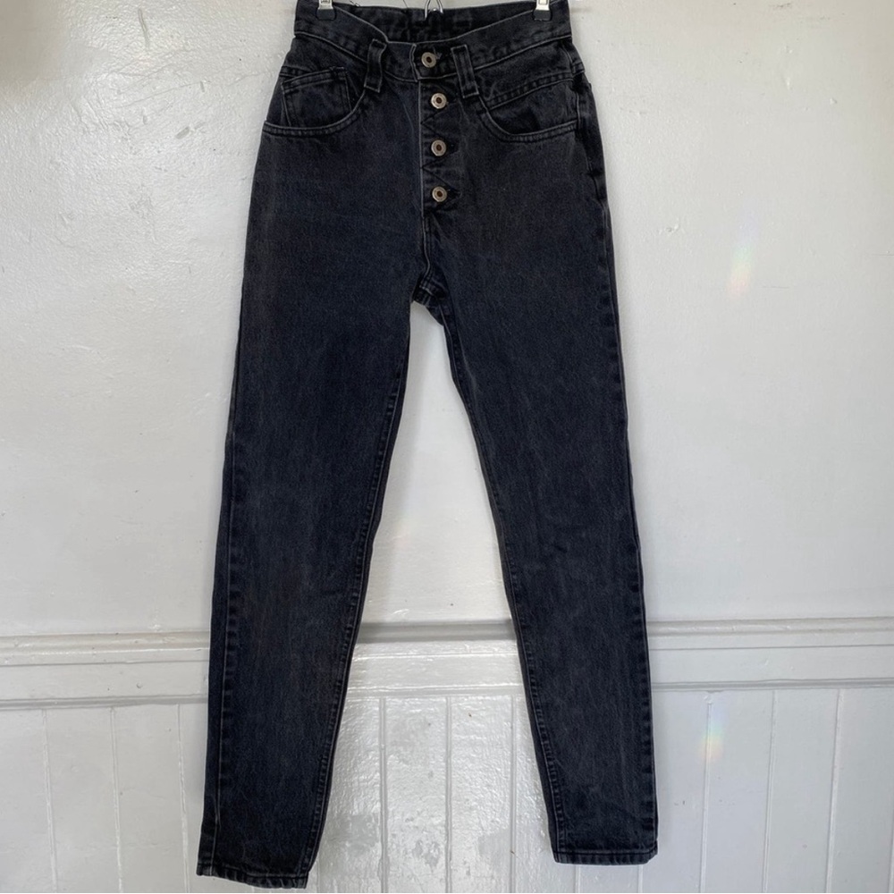 Vintage 1990s Lee Gray Button Front Detail Denim Jeans - Picture 2 of 4